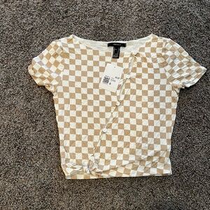 Forever 21 Beige Checkered Women's Top